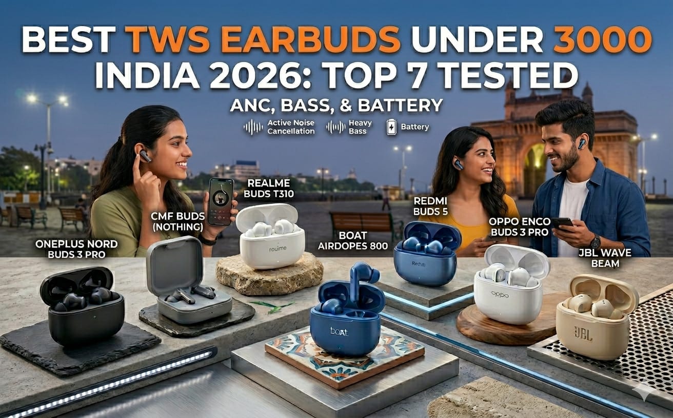best TWS earbuds under 3000 India 2026 - top earbuds tested for ANC and sound quality
