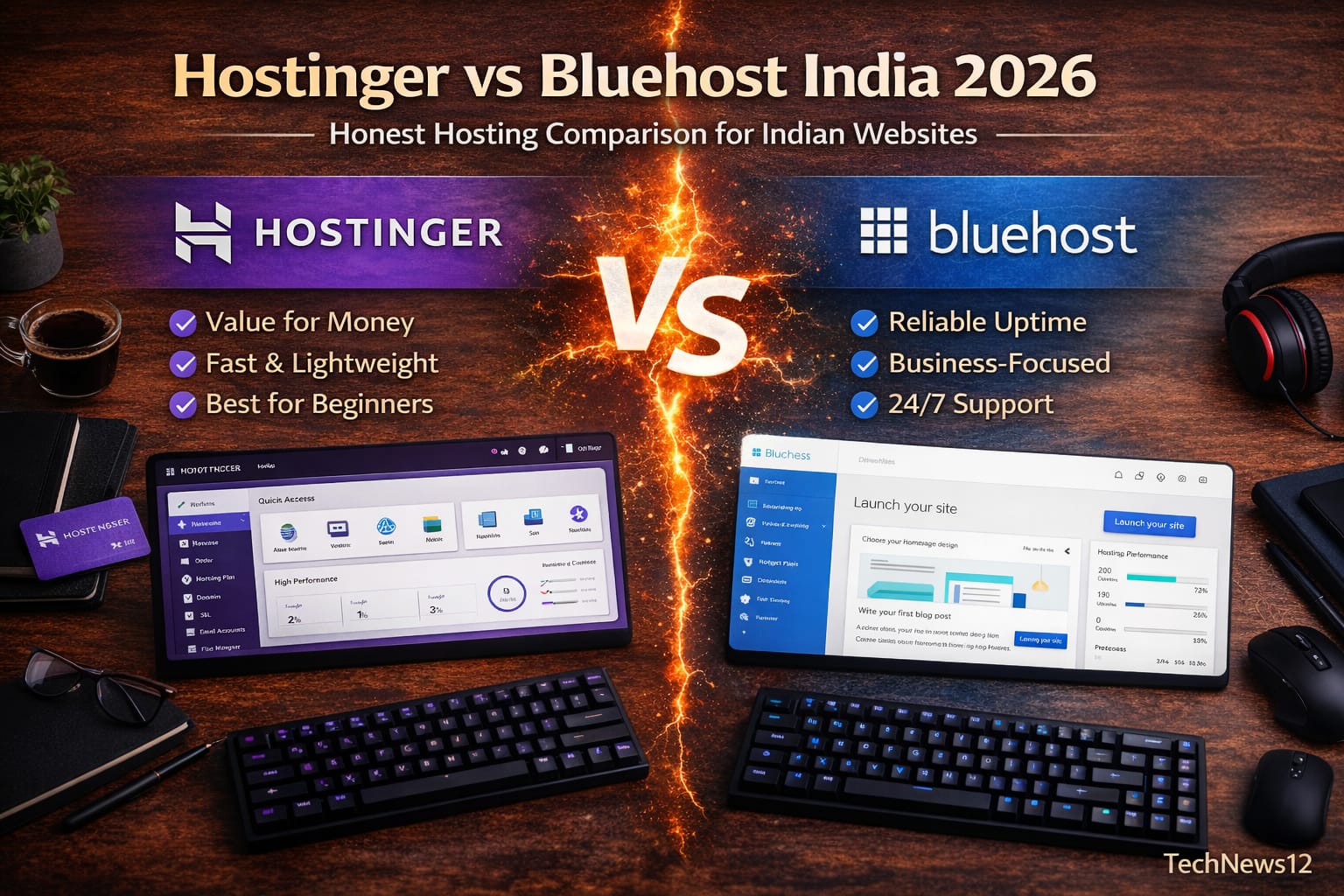 Hostinger vs Bluehost India 2026 - honest hosting comparison for Indian websites